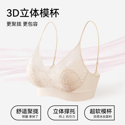 猫人 MIIOW内衣女夏季薄款小胸聚拢防下垂2025新款细肩带无痕U型美背文胸罩 奶油白 均码 F 80-140斤