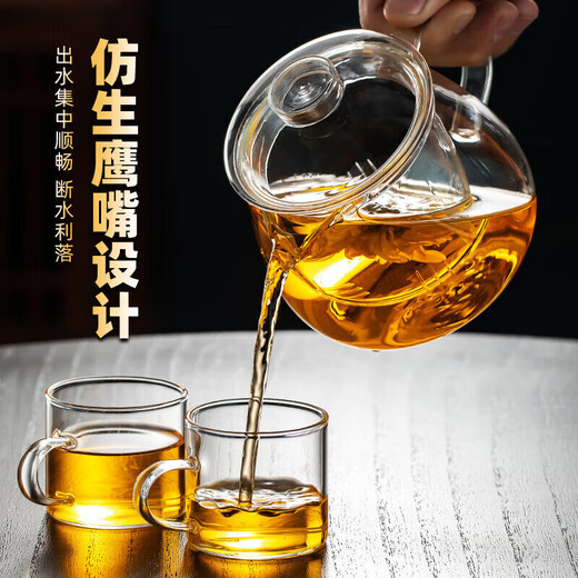 SUPOR glass teapot for making tea at home, thickened and high temperature resistant teapot, new office tea separation and filtering health pot, thickened mouth pressure pot, transparent color 01 580ml, high temperature and heat resistance, transportation damage guaranteed