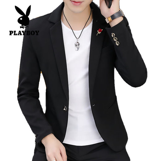Playboy (PLAYBOY) suit men's spring and autumn Korean version slim single-piece top youth handsome personality small suit business casual men's 5519 red M 105Jin Jin is equal to 0.5 kg within