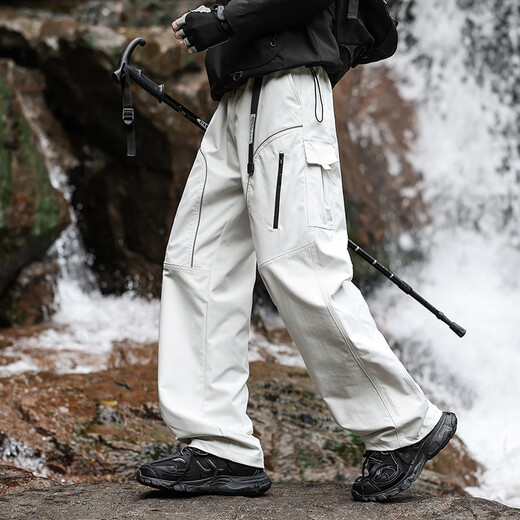 Foss Phil outdoor functional wind overalls men's autumn and winter windproof and water-repellent loose casual assault pants 8527 light gray XL