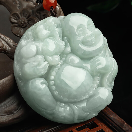 Oriental Jade Waxy Maitreya Big Belly Buddha Natural A Grade Jade Pendant Jade Pendant Birthday Gift for Women