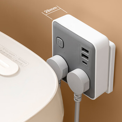 Aleleke slim water cube 86 type multi-function conversion socket square converter expansion socket narrow space multi-hole expansion 2USB one to four suitable for bedrooms