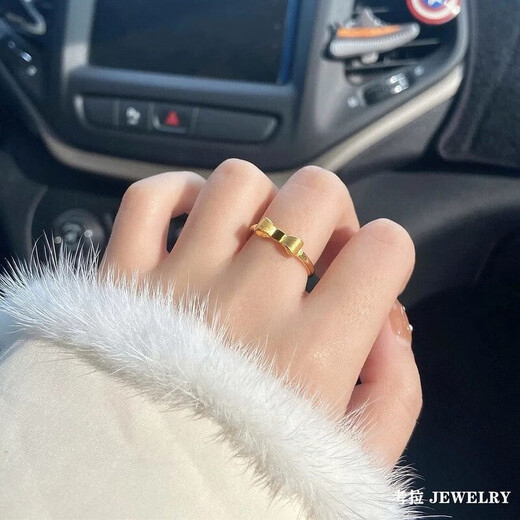 Authentic gold 999 fugitive princess bow ring plain ring ring sweet girl gold-plated ring gift s fugitive princess bow ring live style 0.76g