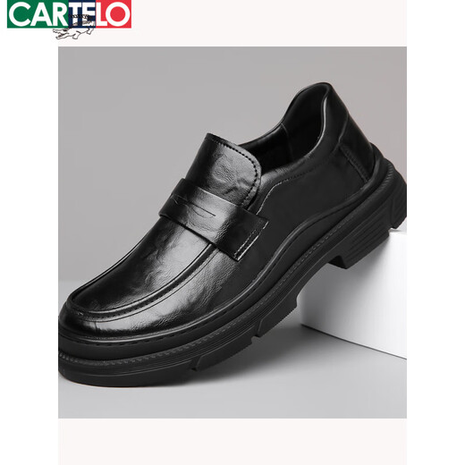 CARTELO laceless brown men's shoes spring 2025 new large-head business casual leather shoes full-color wide-head loafers GX9923 brown 42