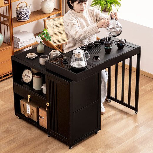 Trojan mobile tea table small tea table kettle all-in-one home balcony leisure living room coffee table tea table multi-function 80 long - black gold stone panel + anti-scald fully automatic electrical appliances