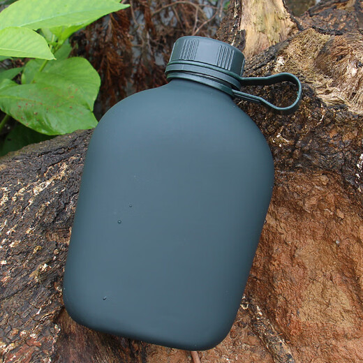 New camouflage kettle made by Jingying Military Fans Tactical Outdoor Mountaineering Portable Marching Military Training Kettle Large Capacity Shoulder Bag 10 Military Green Aluminum Kettle + Bottle Cover/Capacity 1000ML