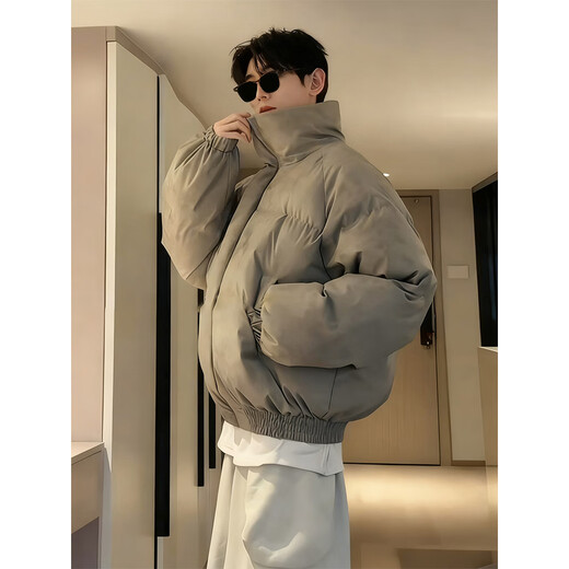 Cantu American short down cotton coat men's winter stand-up collar tie-dyed cotton coat cleanfit advanced bread coat cotton coat camel XL