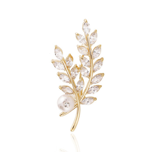 SNQP Autumn Wheat Pearl Brooch Feminine Exquisite Corsage Suit Birthday Gift Champagne Gold