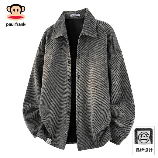 Big Mouth Monkey (paul frank) American trendy brand jacket men's jacket 2025 autumn and winter casual loose cardigan high-end fashion style top clothing dark gray official authentic L recommended 110-130Jin Jin equals 0.5 kg