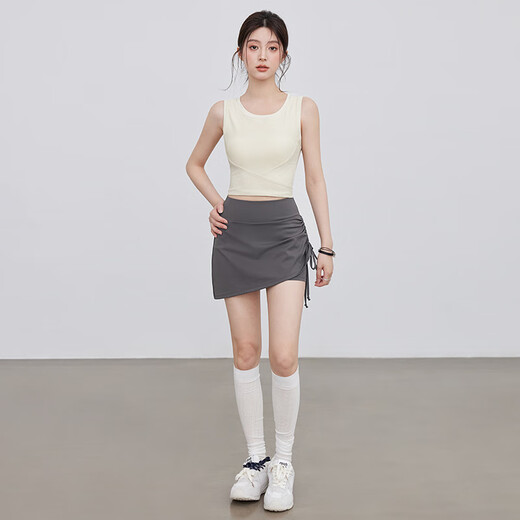 Bright dip sports bra summer new yoga fitness vest all-in-one running Pilates yoga suit white apricot top XL recommended 115-130 Jin Jin equals 0.5 kg