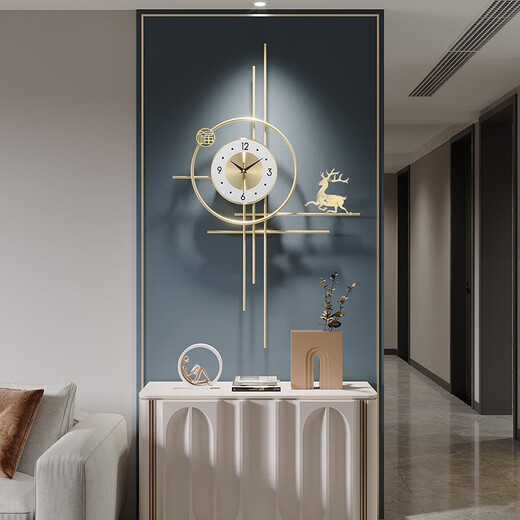 Psyche Nordic Light Luxury Clock Simple Clock Personalized Creative Fulu Zhongsheng Wall Decoration Clock Quartz Clock Wall Clock Large - Silent (width 60*height 98)