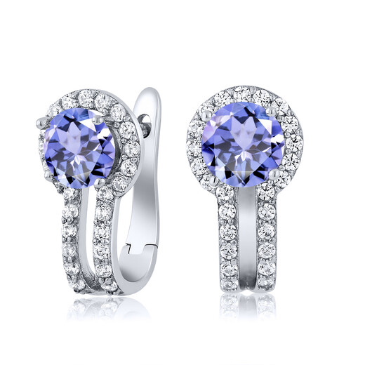 GEM STONE KING 1.42 Carat Tanzanite Earrings Women's 925 Silver Full Diamond Fashion Colorful Earrings Earrings 2025 New Style