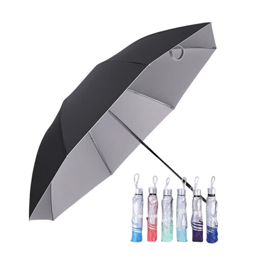 Hot selling millions of manual folding UV vinyl sun protection sunshade rain or shine umbrella manual 7-bone solid color umbrella random without glue