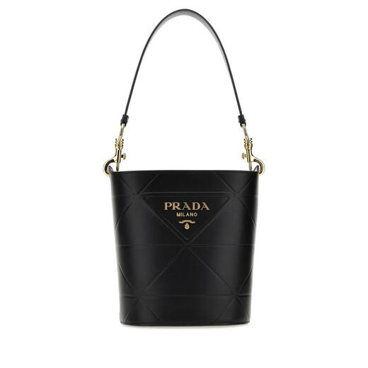 PRADA CO Luxury Women's Black Leather Bucket Bag BLACK One Size