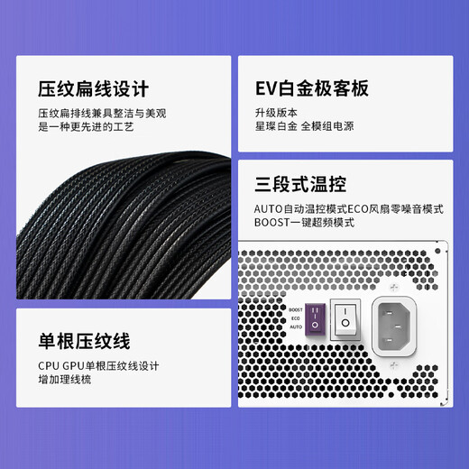 Patriot Star Can EV 850W 1000W alimentation platine module complet version geek ATX3.1 ordinateur de bureau hôte alimentation e-sports jeu blanc EV850W version geek platine module complet blanc ATX3.1