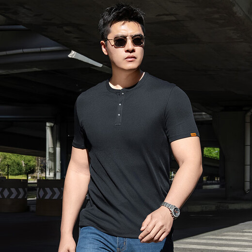 Dragon Tooth cuarta generación Dragon Tooth Apollo POWER DRY camiseta de manga corta con cuello Henry de secado rápido verano transpirable viajes al aire libre para hombres Abyss Blue M 175/96A Peso 140-155 Jin Jin es igual a 0,5 kg