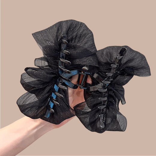 Jiao Xuefei Black Mesh Large Clip Back of Head Hair Clip Shark Clip Bag Face Up Hairstyle Lady Style Hair Accessory