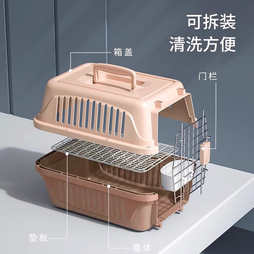 KimPets家用猫包航空箱猫咪专用便携外出猫笼子宠物车载托运猫狗笼子猫箱 银色金属门-咖啡色