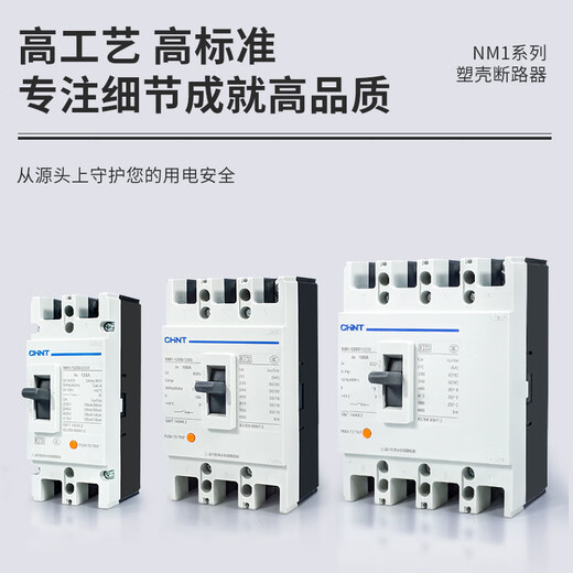 Chint air switch single-phase 220V protector NM1 250A125A high power 2P plastic case circuit breaker 250A 2P