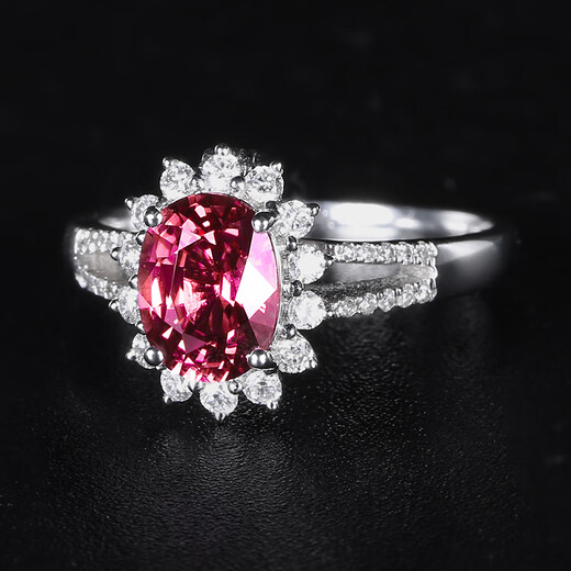 HEEKAIYI Padparadscha Sapphire Ring Women's 18k Diamond Ring Chinese Valentine's Day Birthday Gift for Wife and Girlfriend Selected No Burn/2.02 Carat/Dual-Use Model