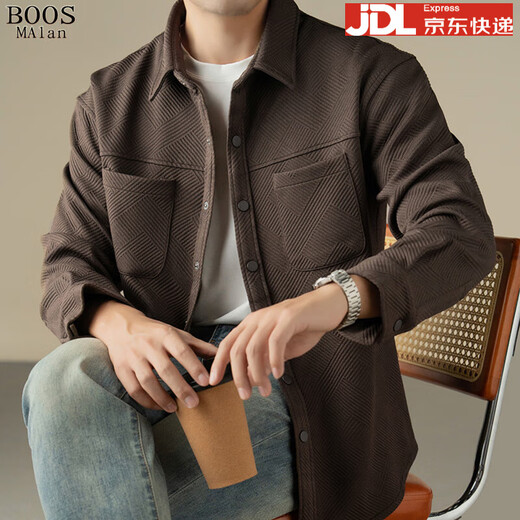 BOSS counter men's jacket 2025 autumn and winter new style middle-aged men's jacket solid color casual top men black 4XL (recommended 185-200Jin Jin equals 0.5 kg)