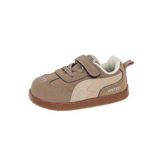 Tyrannis Yangma recommends 2025 spring and autumn new infant leather casual sports shoes for 0-1 year old 2 girls soft sole anti-khaki color 16_inner length 11.5cm