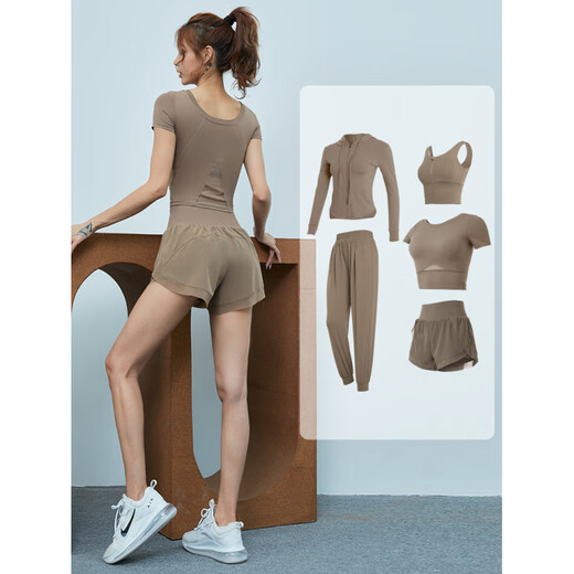 Forquee sports suit women's new summer gym morning running equipment breathable Pilates training yoga clothing black three-piece set TC59302 S