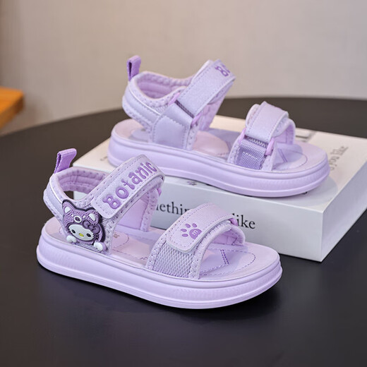 Children's Sandals Girls Princess Shoes 2025 New Summer Girls Fashion Soft Bottom Beach Shoes Baby Sandals Anti-Slip Purple Size 31 Inner Length 19.5cm