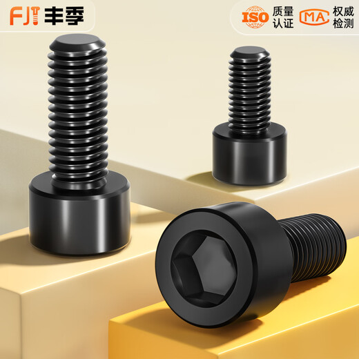 Fengji Black Grade 8.8 Hexagonal Screw Cup Head Hexagonal Bolt M3M4M5M6M8M10M12M16M24mm M4*12 Full Thread (50 pieces)