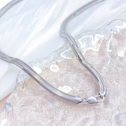 Zhaoliang PT950 platinum snake bone necklace for men and women platinum necklace clavicle chain plain chain gift gift 35.35g length 58cm width 4mm