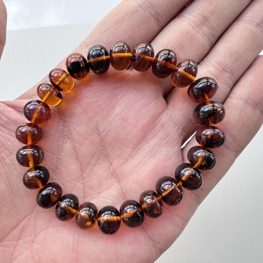 Only double belt identification certificate Fushun amber gold amber botanical amber 10 mm women's bracelet bracelet
