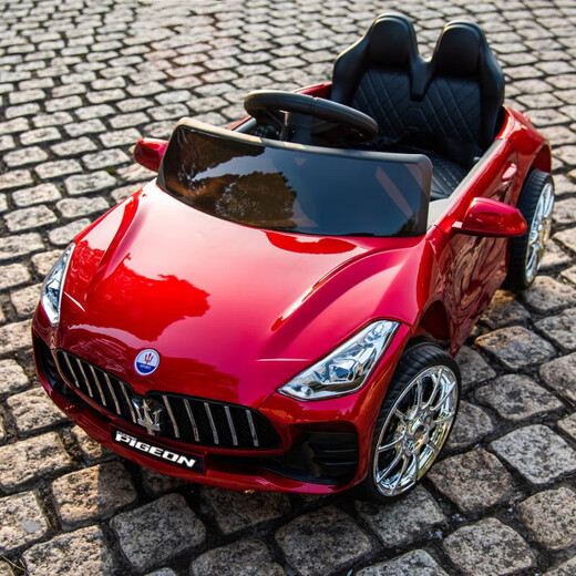 Children's electric car four-wheel car remote control toy car child can sit large baby stroller rechargeable white bluetooth music swing remote control self-driving anti-