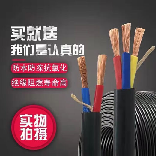 Electric wire with plug and socket integrated cable engineering 2-core 3-core household outdoor waterproof and anti-freeze high-power extension A 2 x 1 square 10 meters free gift