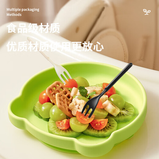 Magic Bean Shenghuo Disposable Black Forest Cake Fork Individually Packaged Three-Tine Thickened Transparent Dessert Fruit Fork 10cm Mooncake Fork Pink - Length 10cm - 100 pieces individually packed