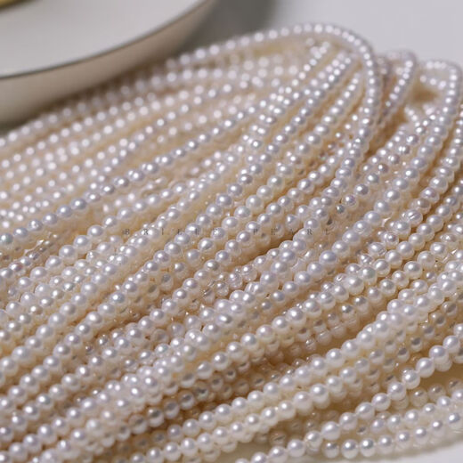Natural non-nuclear freshwater 3mm millet pearl chain baby chain semi-finished rice-shaped nearly round net chain 40cmSCR SCR23-3 points 5mm non-nuclear keshi long type 5A129r 3-3 points 5mm