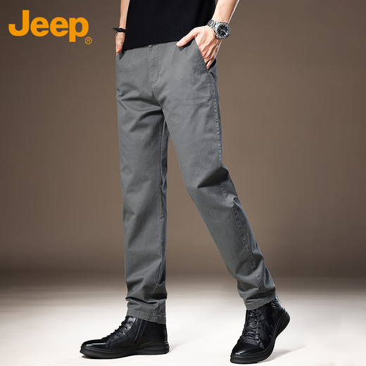 JEEP Casual Pants Men's Autumn and Winter Business Loose Pants Men's Trendy Straight Versatile Men's Pants Dark Gray 34