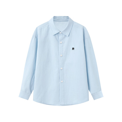 Duojia Boys' Shirts 2025 Spring and Autumn Versatile Casual Children's Breathable Cotton Long-Sleeved Medium and Large Children's Simple Korean Style Shirt Blue 120