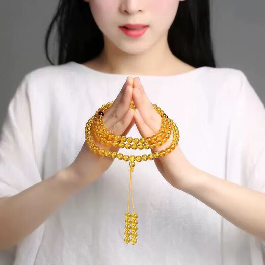 Fat Donglai quality amber and blue amber bracelet with certificate, Dominican 108 beads multi-circle bracelet, beeswax round 108 blue amber (6mm) gift box certificate