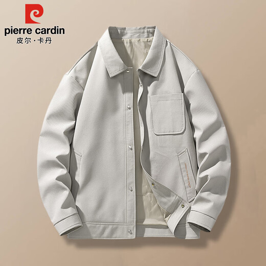 Pierre Cardin jacket men's spring and autumn work clothes trendy fashion lapel clothes men's khaki XL