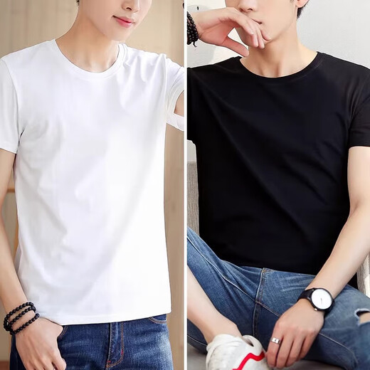 Playboy short-sleeved T-shirt men's pure cotton T-shirt summer new versatile slim fit half-sleeved men's white T fishhook white + small label white XL recommended 120-135Jin Jin equals 0.5 kg