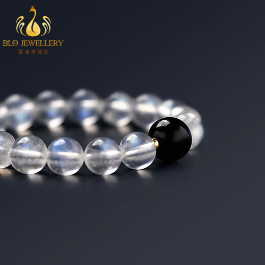 Bailuoqi Sri Lanka 7A collection grade moonstone bracelet obsidian bracelet couple jewelry beads 8mm