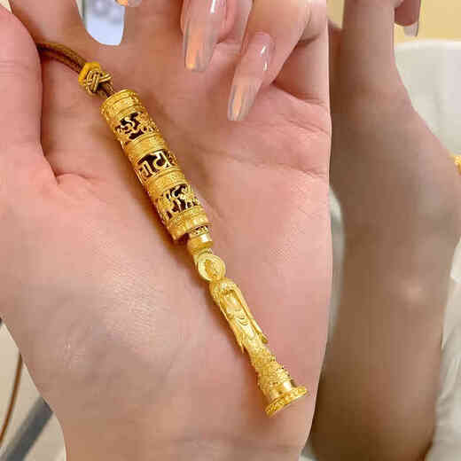 Chili inherited gold-coated silver ancient Buddhist Buddha pendant eight treasures portable Buddha pendant hollow can be opened for men and women sweater chain eight treasures portable Buddha pendant Buddha pendant gold about 0.4