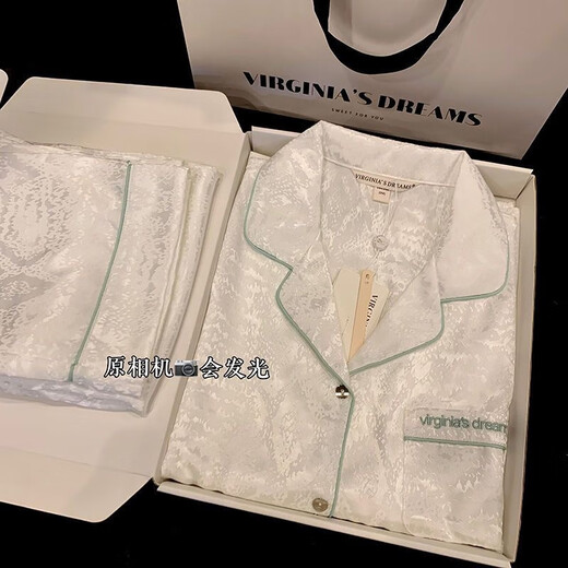 小红书郁金香冰丝睡衣女夏季短袖短裤轻奢高级感网红风家居服套装 897 月亮文白 XL 【建议120-140】