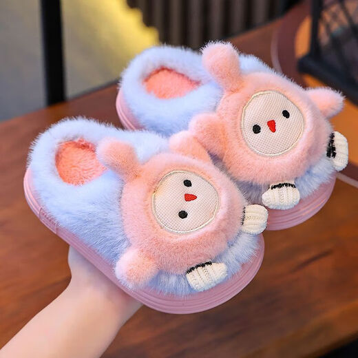 2025 Danzi Party Children's Cotton Slippers Cute Boys and Girls Indoor Cartoon Baby Slippers Keep Warm in Winter Light Green Danzi 32 Size 33 Inner Length 20.0CM