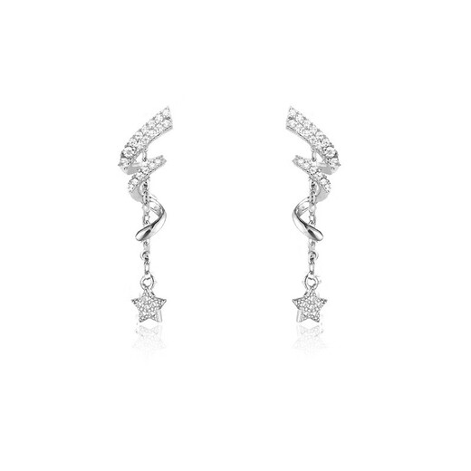 Bo Na Ling earrings female star tassel silver needle simple and versatile fashion light luxury niche high-end pierced earrings earrings star tassel earrings full of light