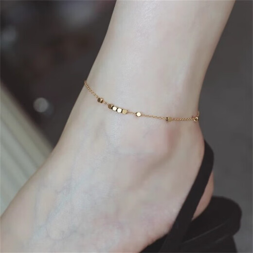 Lanlian quality 18k gold anklet titanium steel non-fading 2025 trendy design K gold-plated summer chain with blessing character