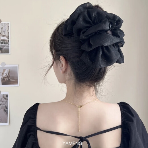 Jiao Xuefei Black Mesh Large Clip Back of Head Hair Clip Shark Clip Bag Face Up Hairstyle Lady Style Hair Accessory