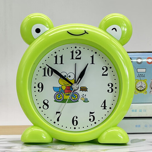 Creative cartoon little frog boy alarm clock cute child female student with internet celebrity desktop green clock ornament rose red