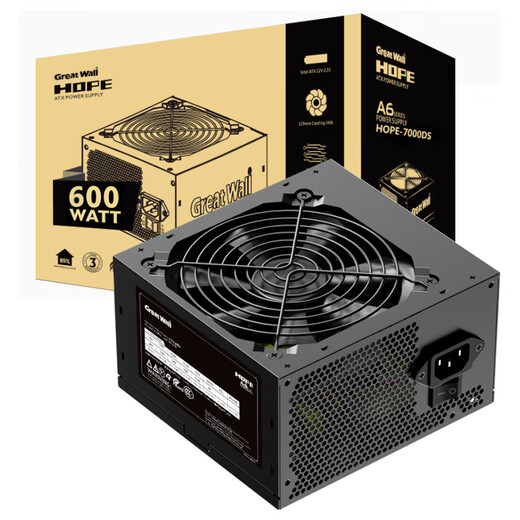 600-W-Computer-Netzteil HOPE-7000DS mit Great-Wall-Bewertung (zwei 8-polige/75 cm lange Kabel/breit/temperaturgesteuerter Lüfter/unabhängiger Schalter)