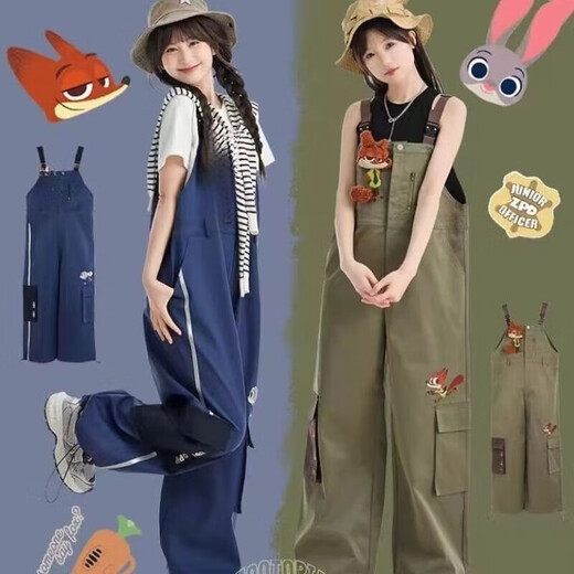 MieLanat Jacket Judy Nick Zootopia Jacket Spring and Autumn New Windproof Warm Couple Windbreaker for Men and Women Blue Overalls with Doll Children's Style 160cm